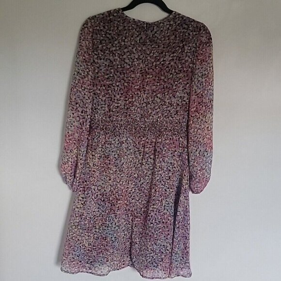 TAHARI ASL Smocked Waist Chiffon Dress Long Sleeve Size 4 - Picture 8 of 9